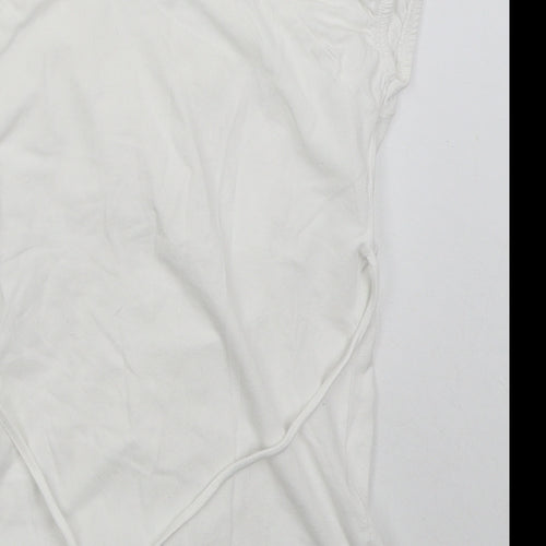 Evie Womens White Cotton Basic T-Shirt Size 12 Off the Shoulder