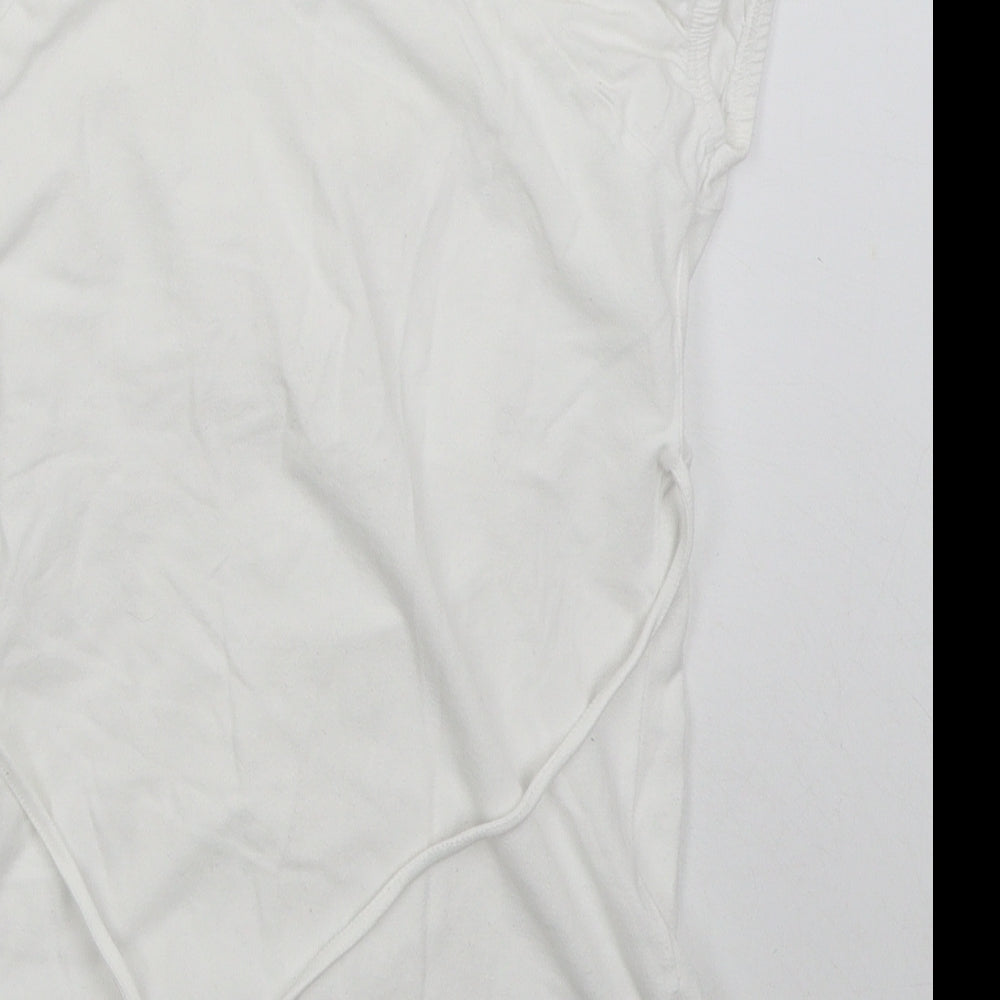 Evie Womens White Cotton Basic T-Shirt Size 12 Off the Shoulder
