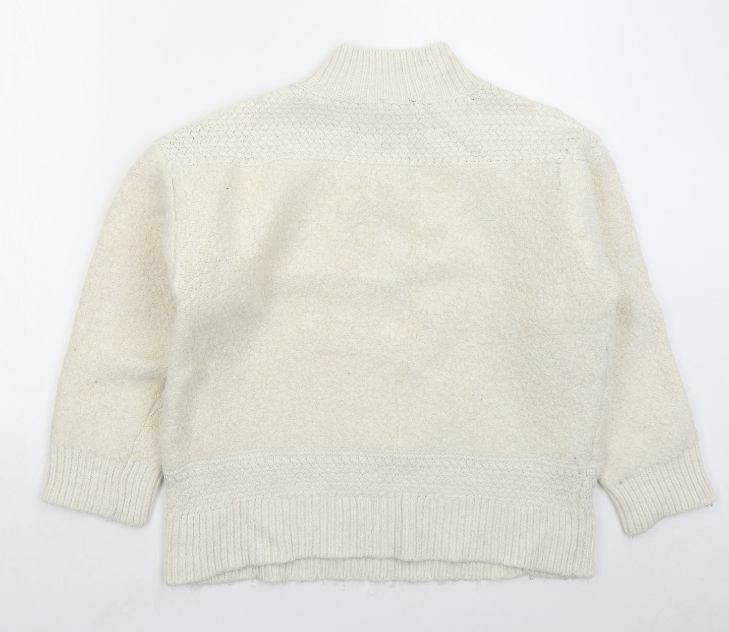 F&F Womens Beige Mock Neck Acrylic Pullover Jumper Size L