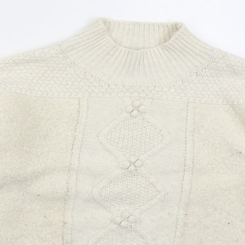 F&F Womens Beige Mock Neck Acrylic Pullover Jumper Size L