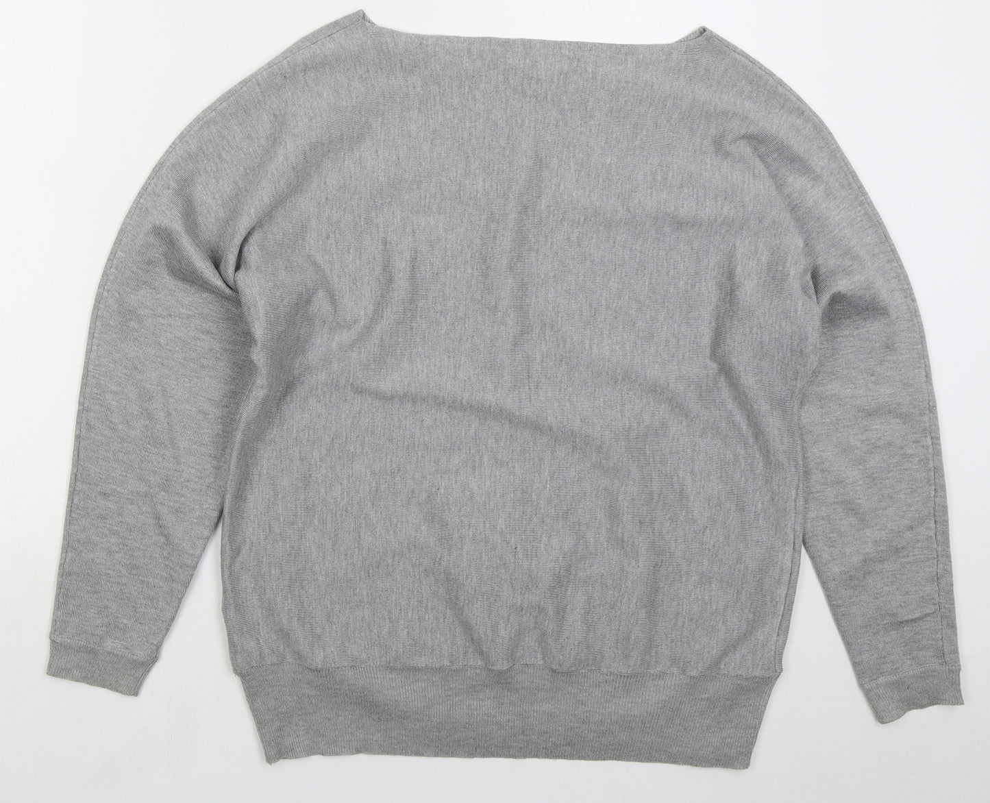 Millenium Womens Grey Boat Neck Viscose Pullover Jumper Size M - Pom Pom