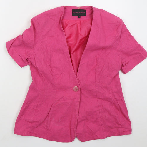 Hudson & Onslow Womens Pink Jacket Size 12 Button