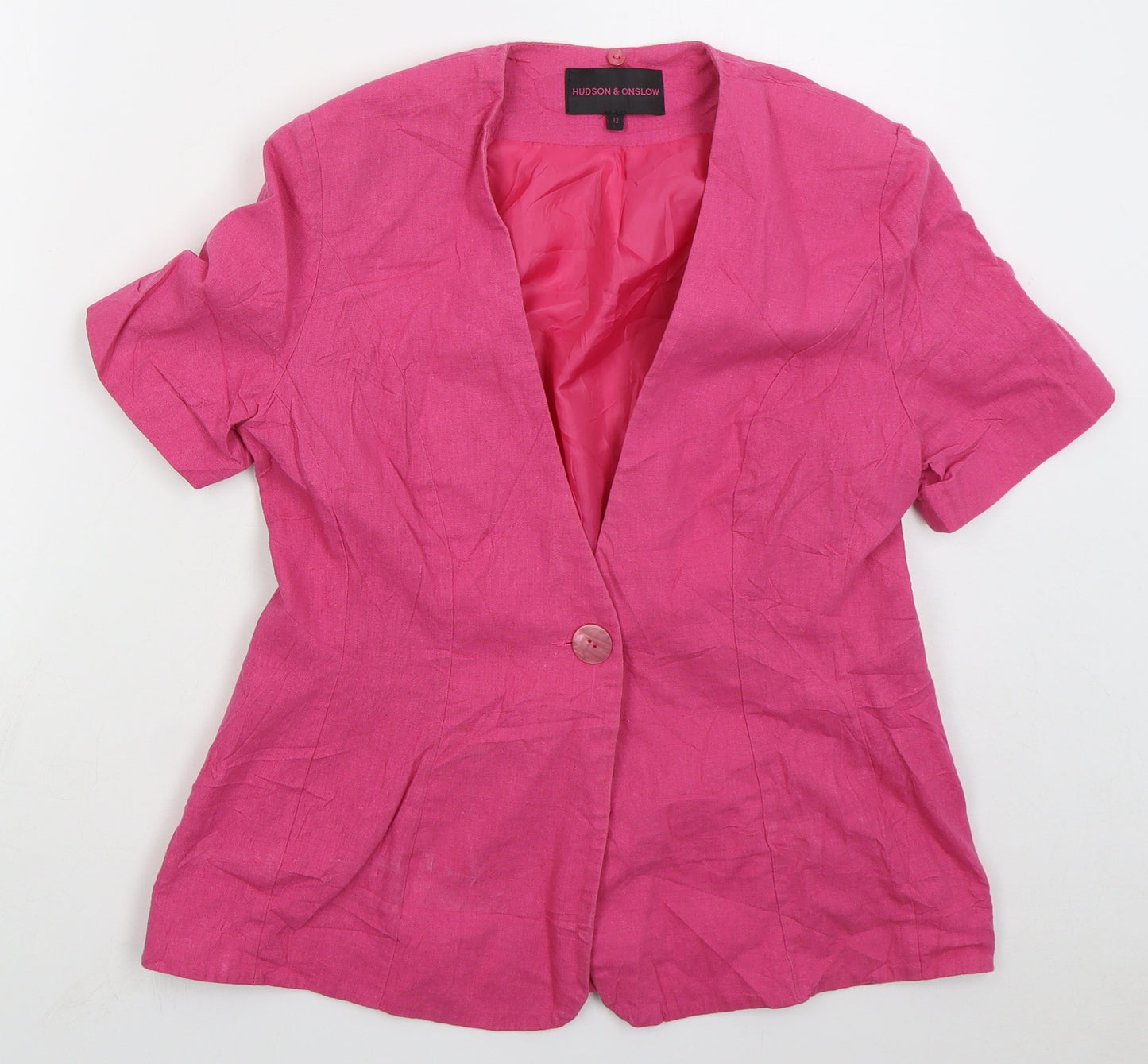 Hudson & Onslow Womens Pink Jacket Size 12 Button