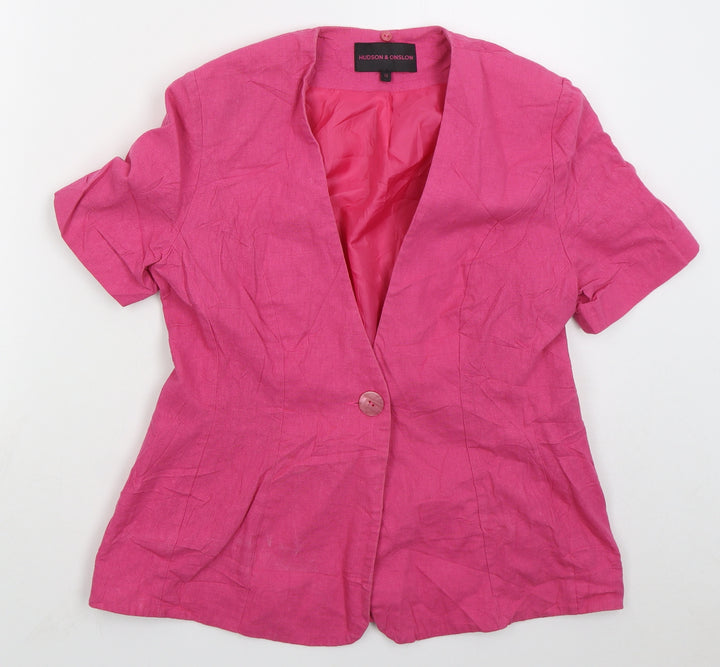 Hudson & Onslow Womens Pink Jacket Size 12 Button