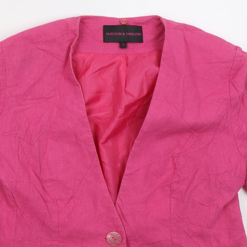 Hudson & Onslow Womens Pink Jacket Size 12 Button