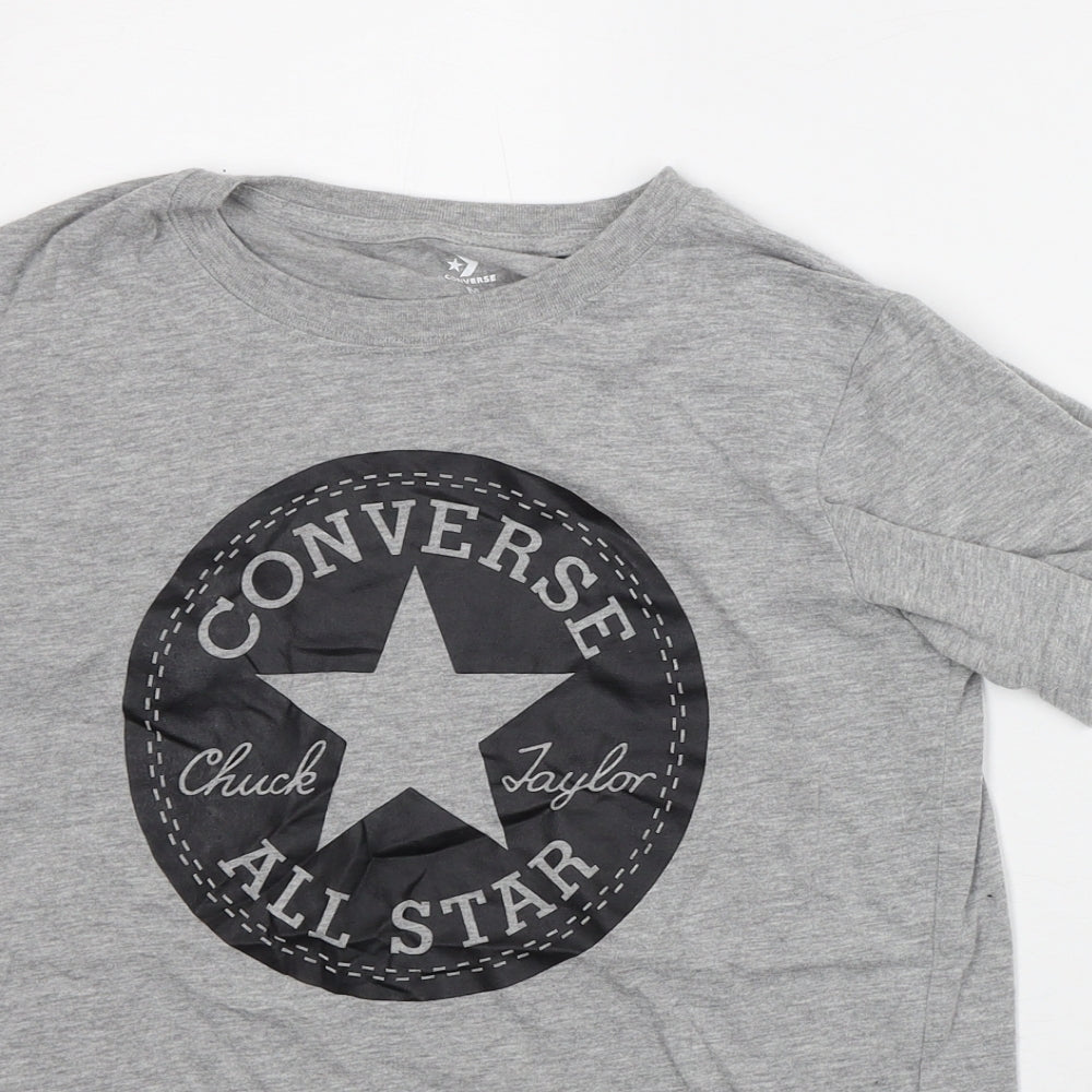 Converse Boys Grey Cotton Basic T-Shirt Size 10-11 Years Crew Neck - Chuck Taylor