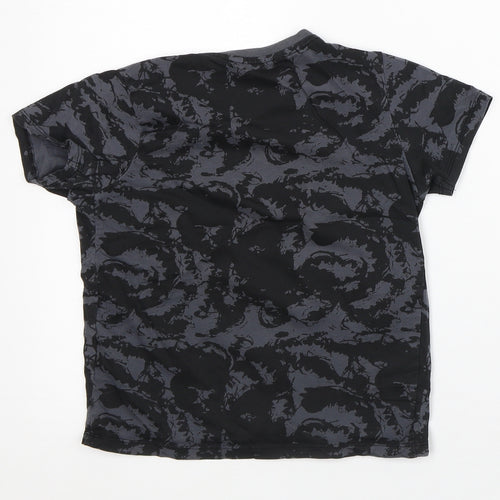 Pep & Co Boys Black Geometric Cotton Basic T-Shirt Size 6-7 Years Crew Neck