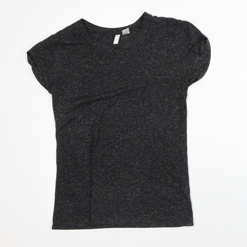Divided Womens Grey Geometric Polyester Basic T-Shirt Size XS Crew Neck