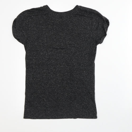 Divided Womens Grey Geometric Polyester Basic T-Shirt Size XS Crew Neck