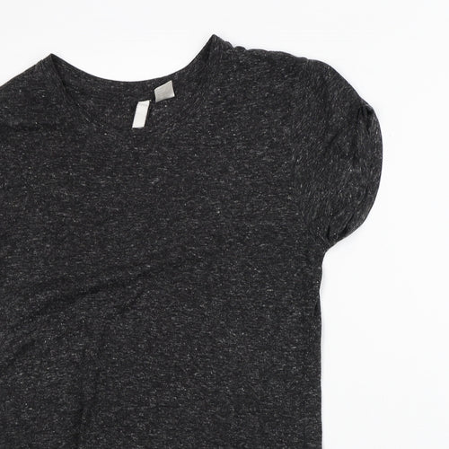 Divided Womens Grey Geometric Polyester Basic T-Shirt Size XS Crew Neck