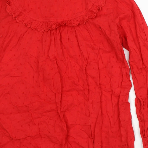 NEXT Womens Red Polka Dot Cotton Basic Button-Up Size 8 Scoop Neck