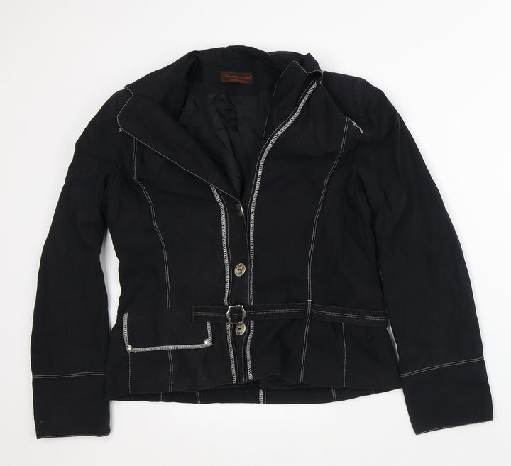 Femmes je Vous Aime Womens Black Striped Jacket Size S