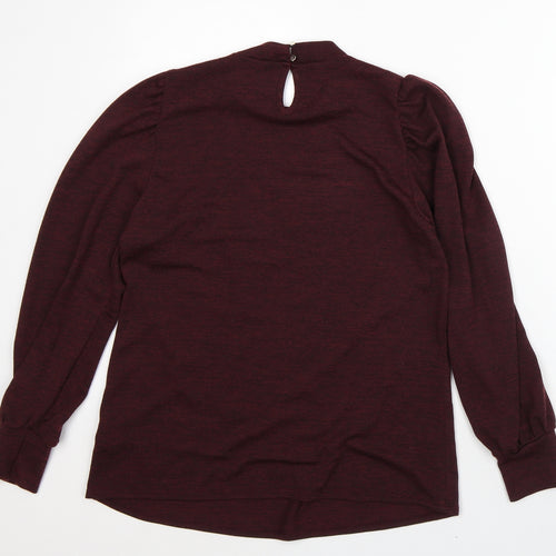 Dorothy Perkins Womens Red Polyester Basic T-Shirt Size 14 Mock Neck