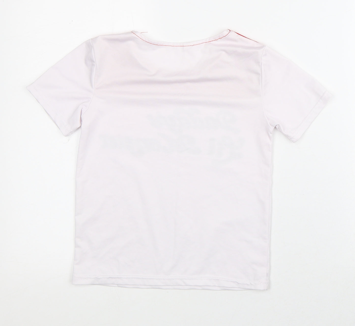 Preworn Boys White Colourblock Polyester Basic T-Shirt Size XL Crew Neck - Daddy's Little Monster