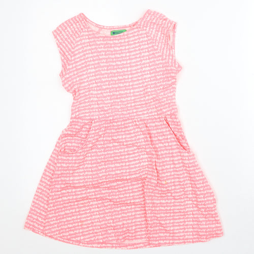 Mountain Warehouse Girls Pink Geometric Cotton A-Line Size 9-10 Years Scoop Neck