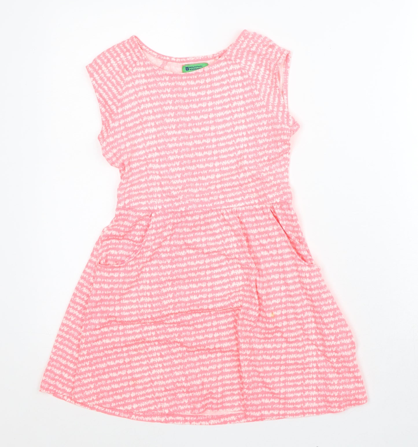 Mountain Warehouse Girls Pink Geometric Cotton A-Line Size 9-10 Years Scoop Neck