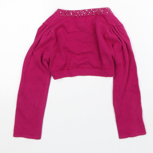 Monsoon Girls Pink Round Neck Cotton Cardigan Jumper Size 5-6 Years