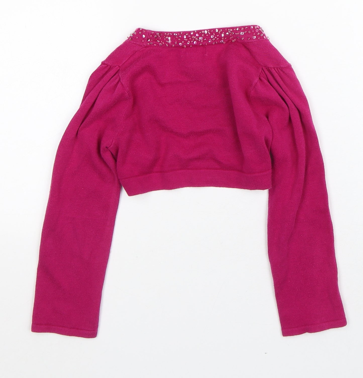 Monsoon Girls Pink Round Neck Cotton Cardigan Jumper Size 5-6 Years