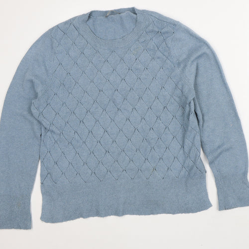 Oasis Mens Blue Round Neck Polyester Pullover Jumper Size XL