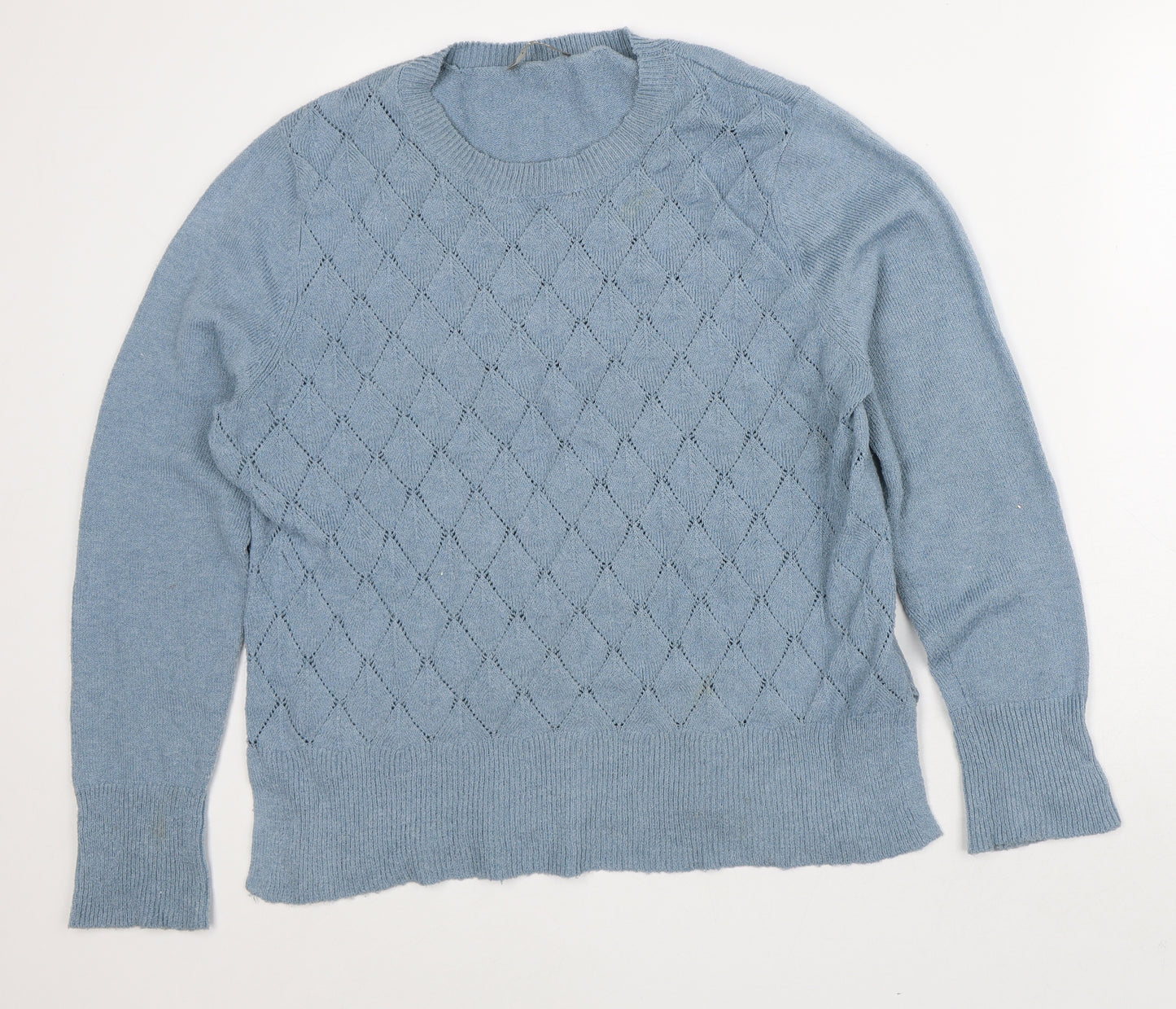 Oasis Mens Blue Round Neck Polyester Pullover Jumper Size XL