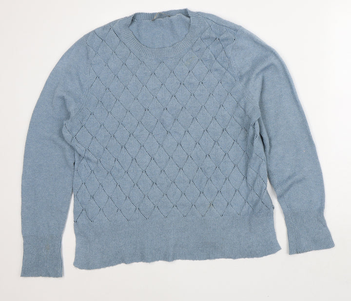 Oasis Mens Blue Round Neck Polyester Pullover Jumper Size XL
