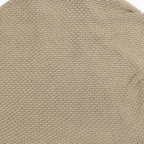 Elsamanda Womens Beige Round Neck Acrylic Cardigan Jumper Size M