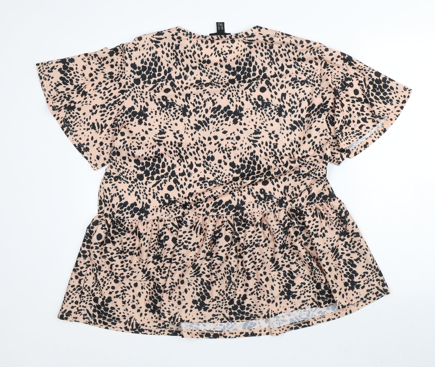 New Look Womens Beige Animal Print Polyester A-Line Size 16 Round Neck
