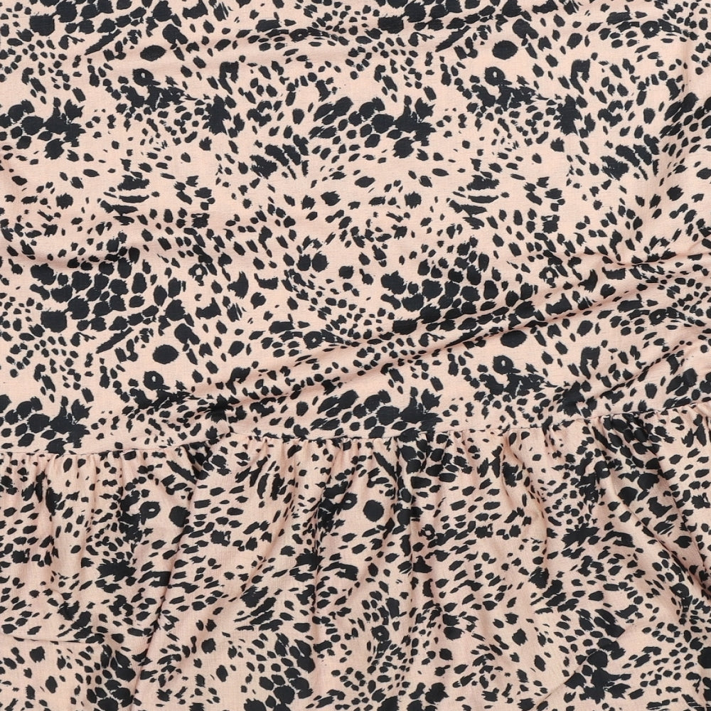 New Look Womens Beige Animal Print Polyester A-Line Size 16 Round Neck