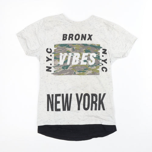 Primark Boys Grey Geometric Cotton Basic T-Shirt Size 6-7 Years Crew Neck - Bronx Vibes