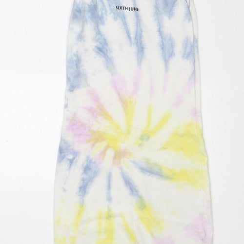 Sixth June Womens Multicoloured Geometric Polyester Pencil Dress Size L Round Neck - Tie Dye