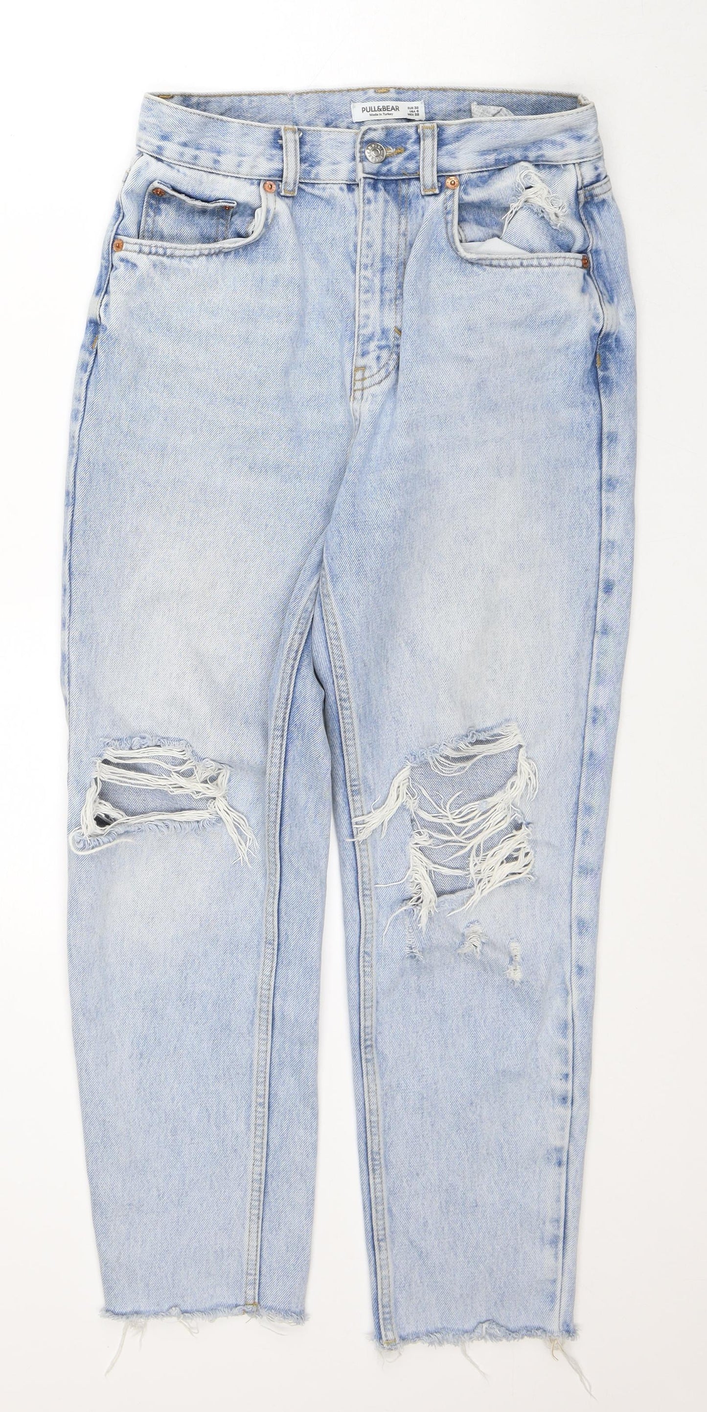 Pull&Bear Womens Blue Cotton Tapered Jeans Size 8 L26 in Regular