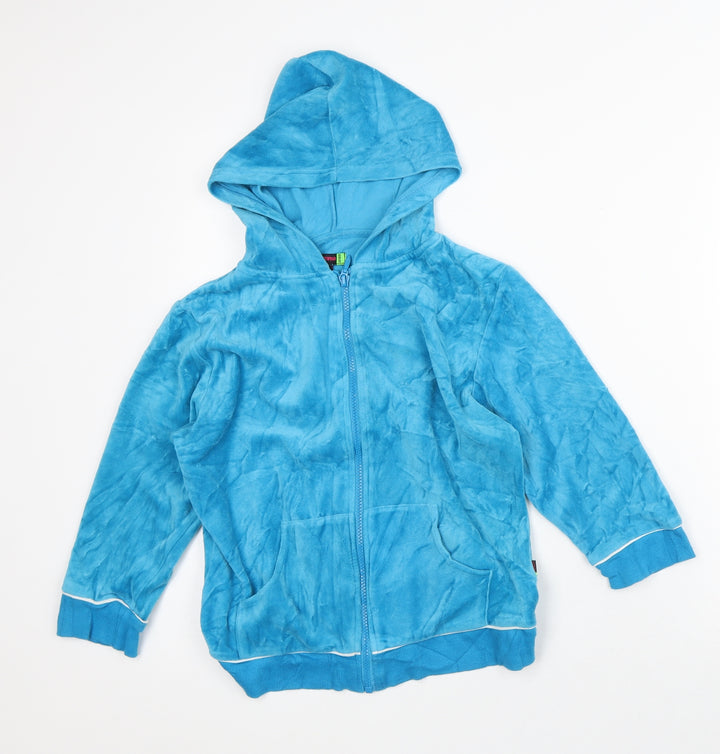 Jeff & Co Girls Blue Cotton Full Zip Hoodie Size M