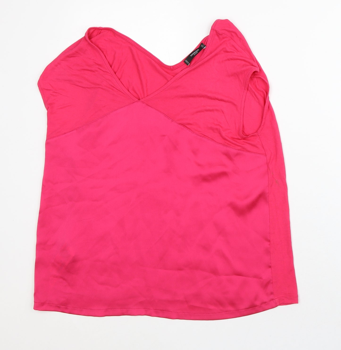 Mango Womens Pink Viscose Basic Blouse Size L V-Neck