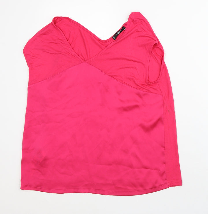 Mango Womens Pink Viscose Basic Blouse Size L V-Neck
