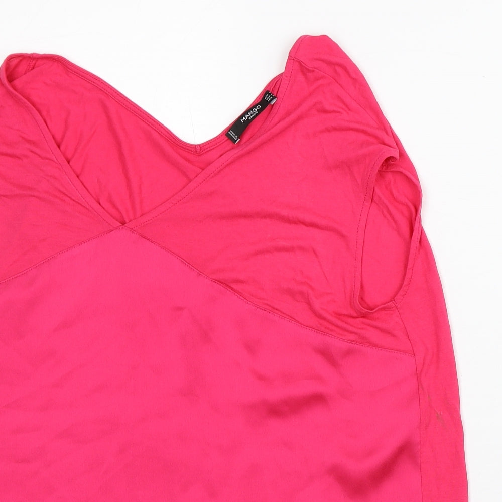 Mango Womens Pink Viscose Basic Blouse Size L V-Neck