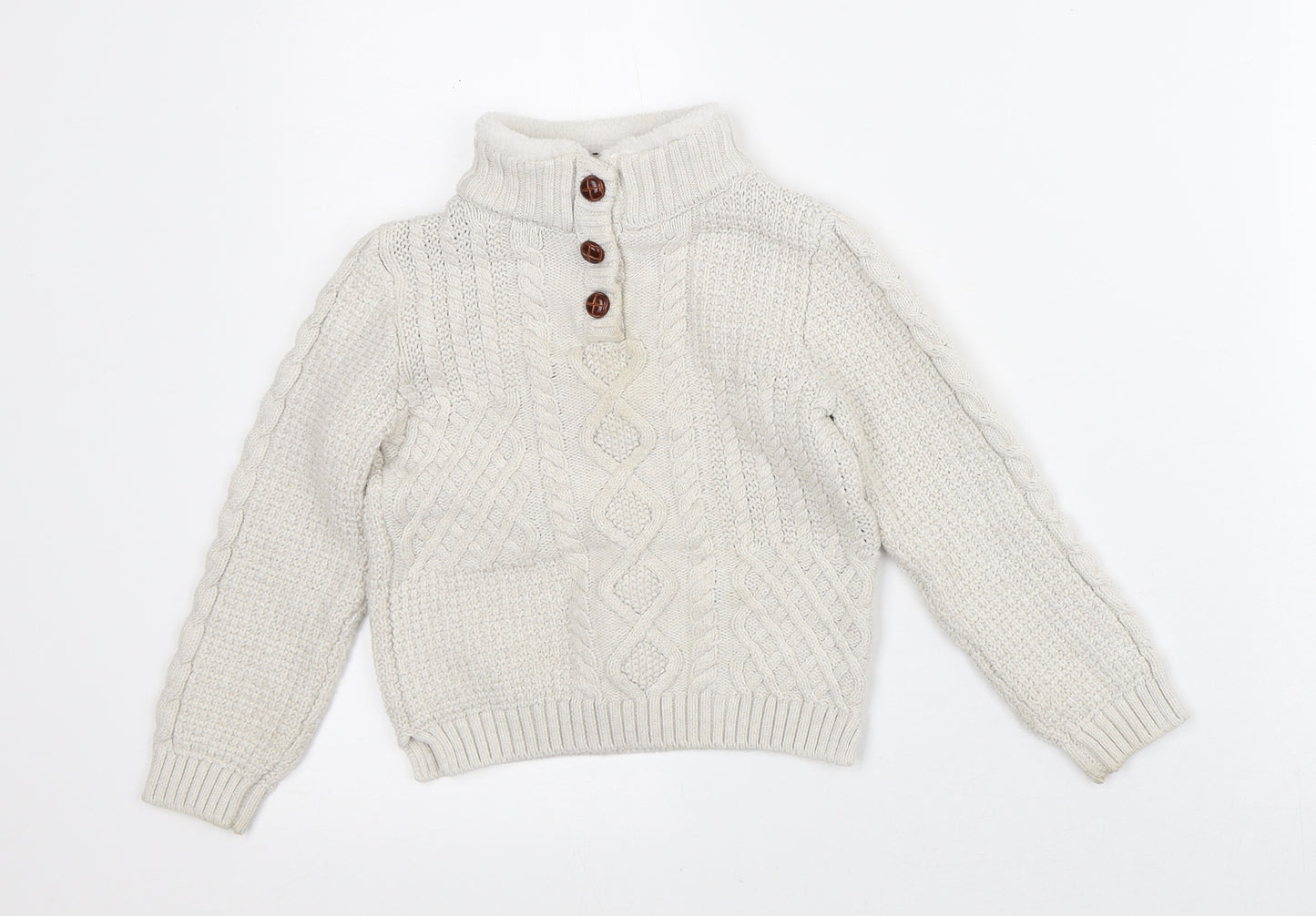 Jarvis Archer Girls White High Neck Polyester Pullover Jumper Size 3-4 Years