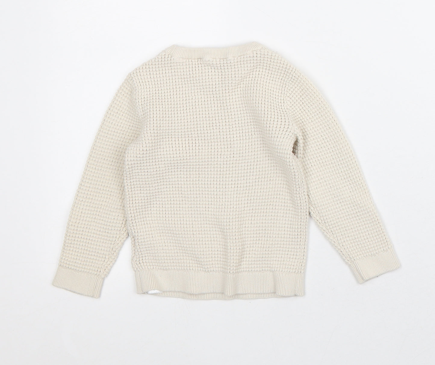 Primark Girls Beige Crew Neck Cotton Pullover Jumper Size 2-3 Years