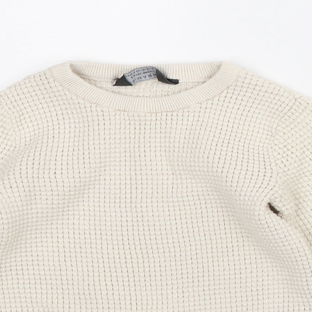 Primark Girls Beige Crew Neck Cotton Pullover Jumper Size 2-3 Years