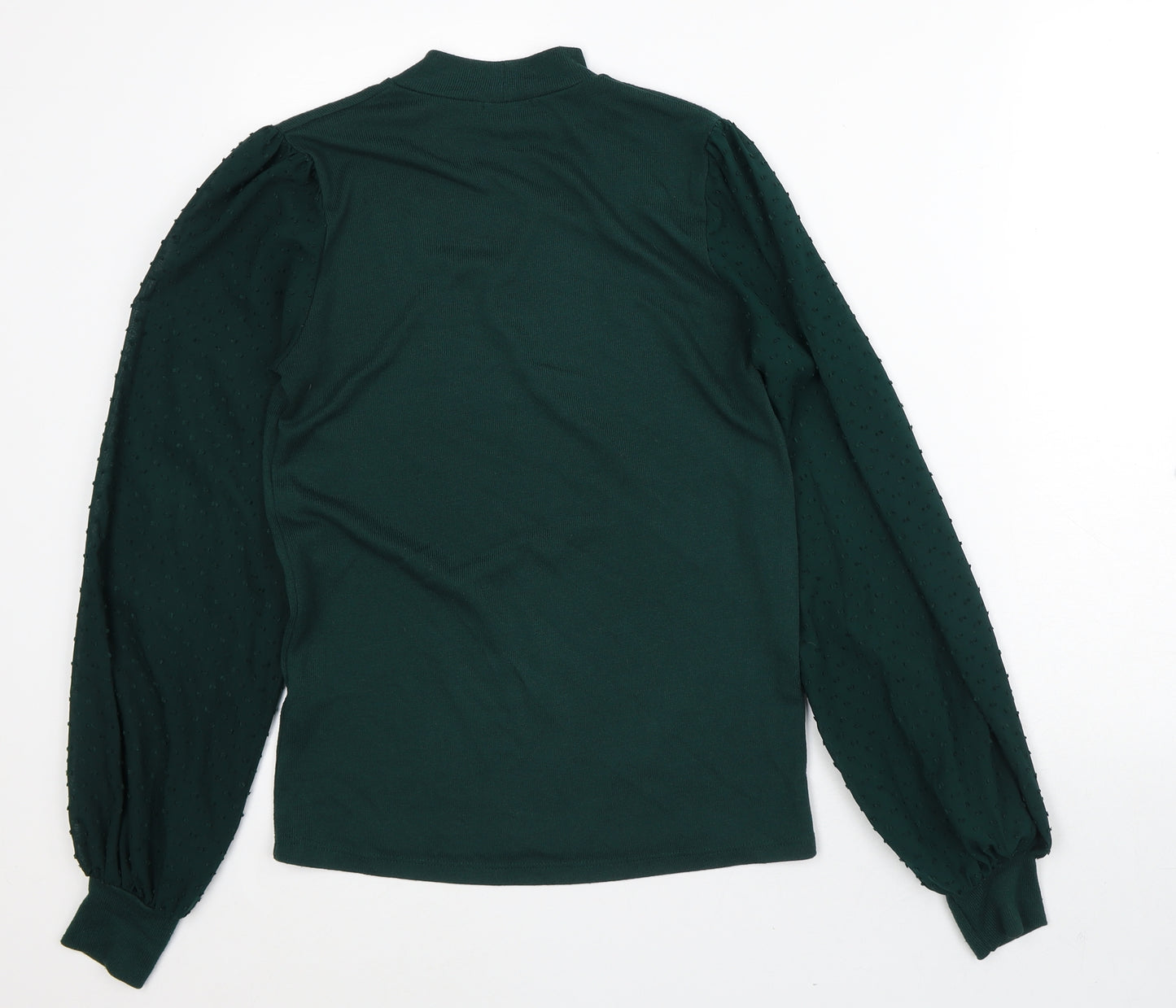 Astradivarius Womens Green Geometric Polyester Basic Blouse Size S High Neck