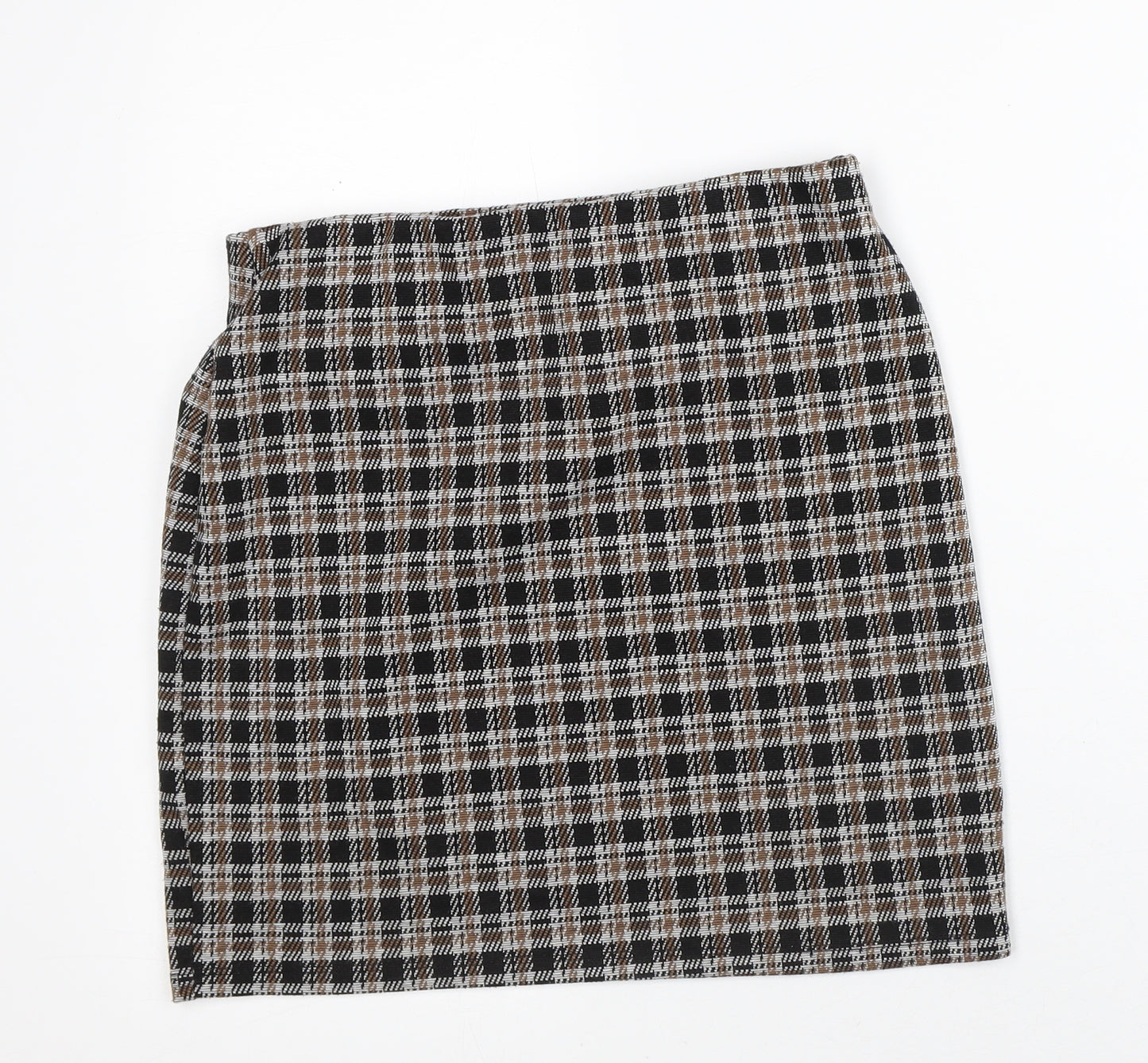 New Look Womens Brown Plaid Polyester Straight & Pencil Skirt Size 10