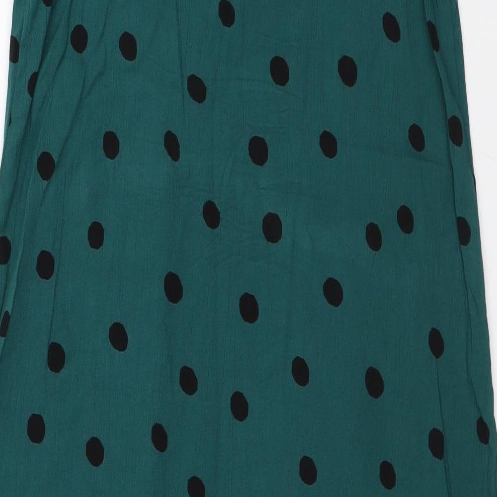 NEXT Womens Green Polka Dot Polyester A-Line Size 6 Square Neck