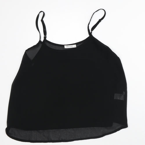 Paper Scissors Womens Black Polyester Basic Tank Size 10 Square Neck - Sheer