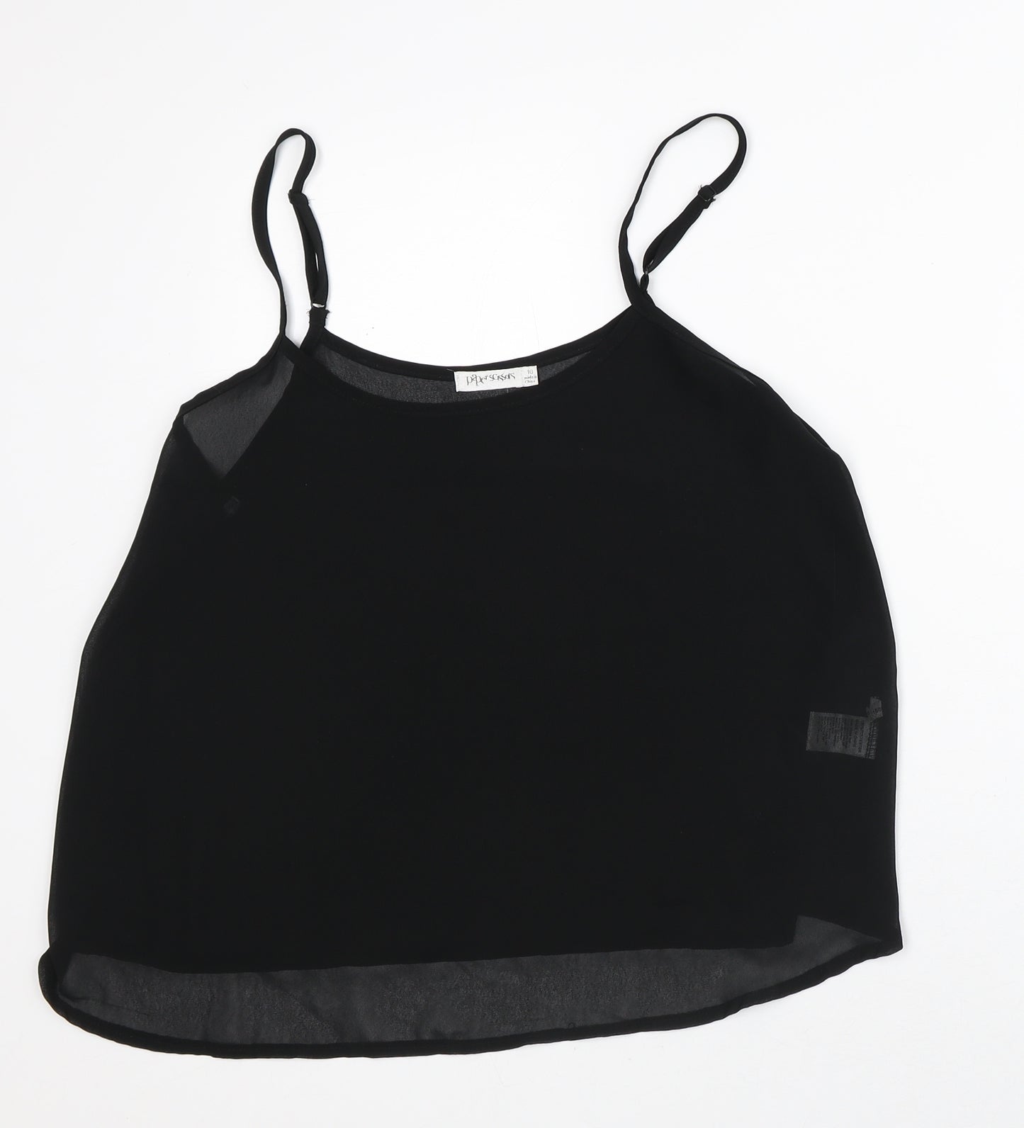 Paper Scissors Womens Black Polyester Basic Tank Size 10 Square Neck - Sheer