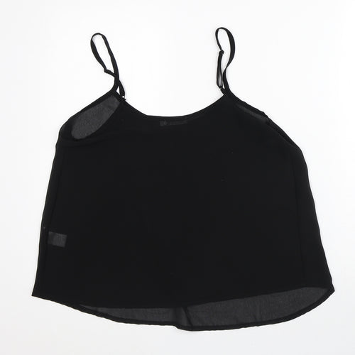 Paper Scissors Womens Black Polyester Basic Tank Size 10 Square Neck - Sheer