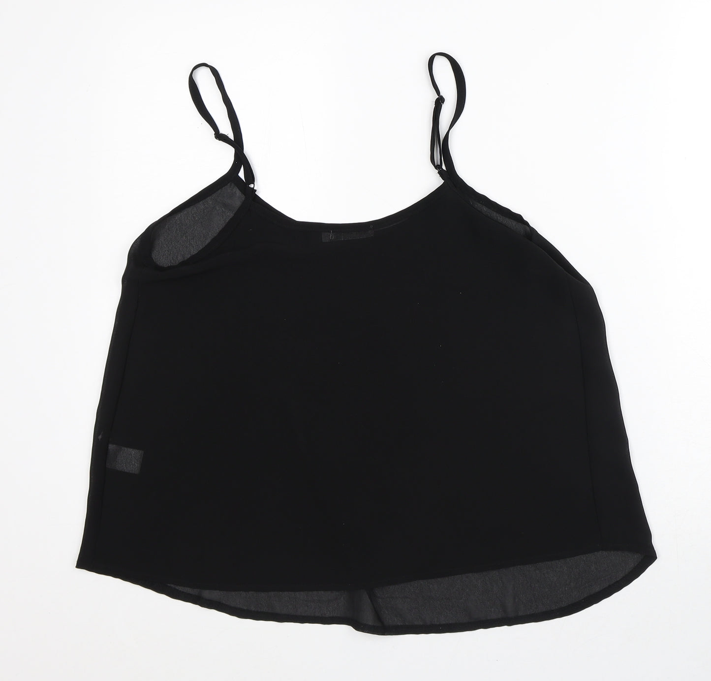 Paper Scissors Womens Black Polyester Basic Tank Size 10 Square Neck - Sheer