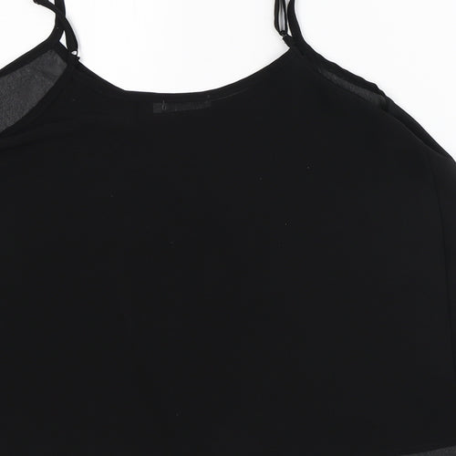 Paper Scissors Womens Black Polyester Basic Tank Size 10 Square Neck - Sheer