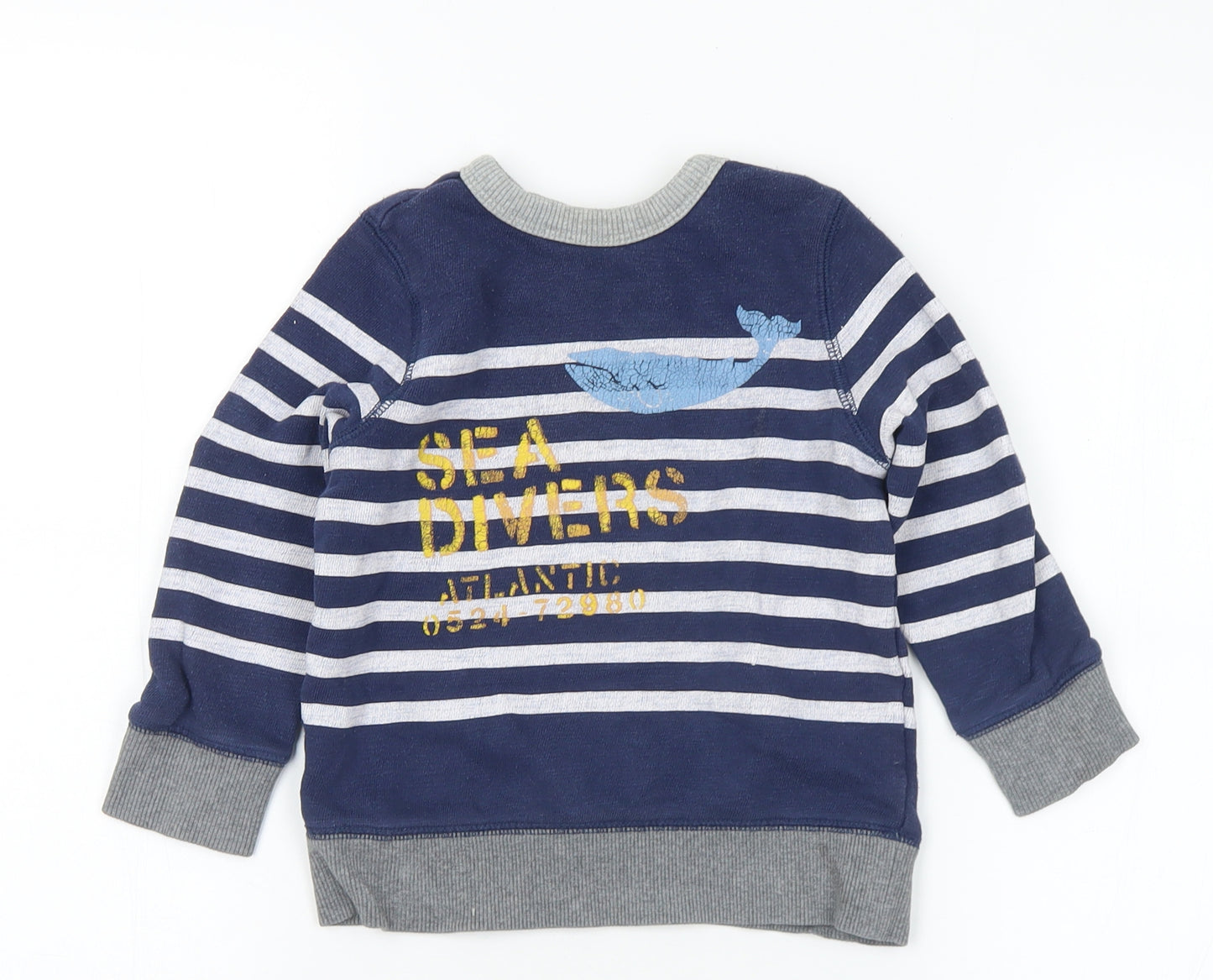 Gap Boys Multicoloured Striped Cotton Pullover Sweatshirt Size 2 Years - Sea