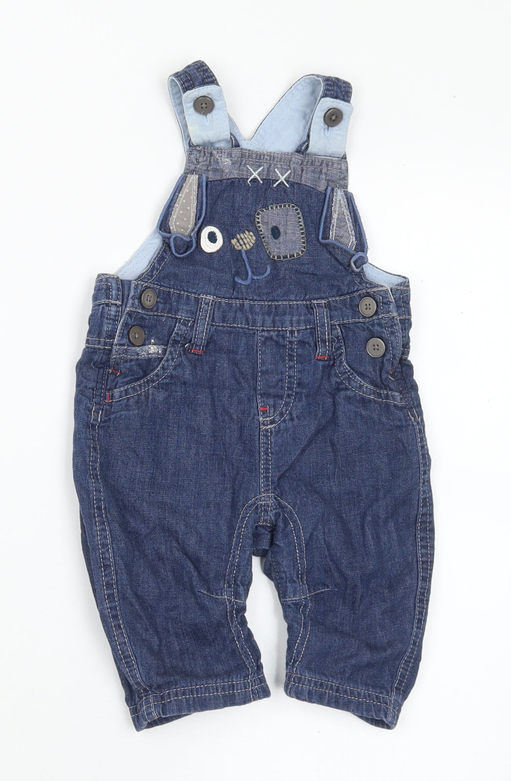 NEXT Baby Blue Cotton Dungaree One-Piece Size 3-6 Months