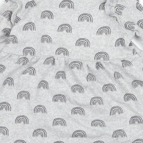 F&F Girls Grey Geometric Viscose Jumper Dress Size 6-9 Months Round Neck - Rainbows
