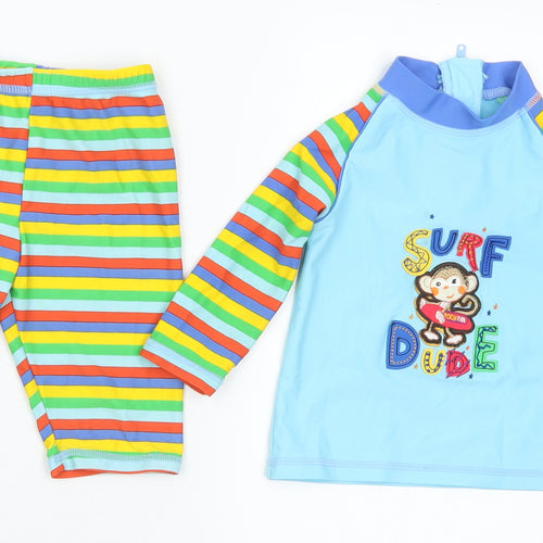 Holiday Shop Baby Multicoloured Striped Nylon Shorts Set Outfit/Set Size 18-24 Months Zip - Swimming Set